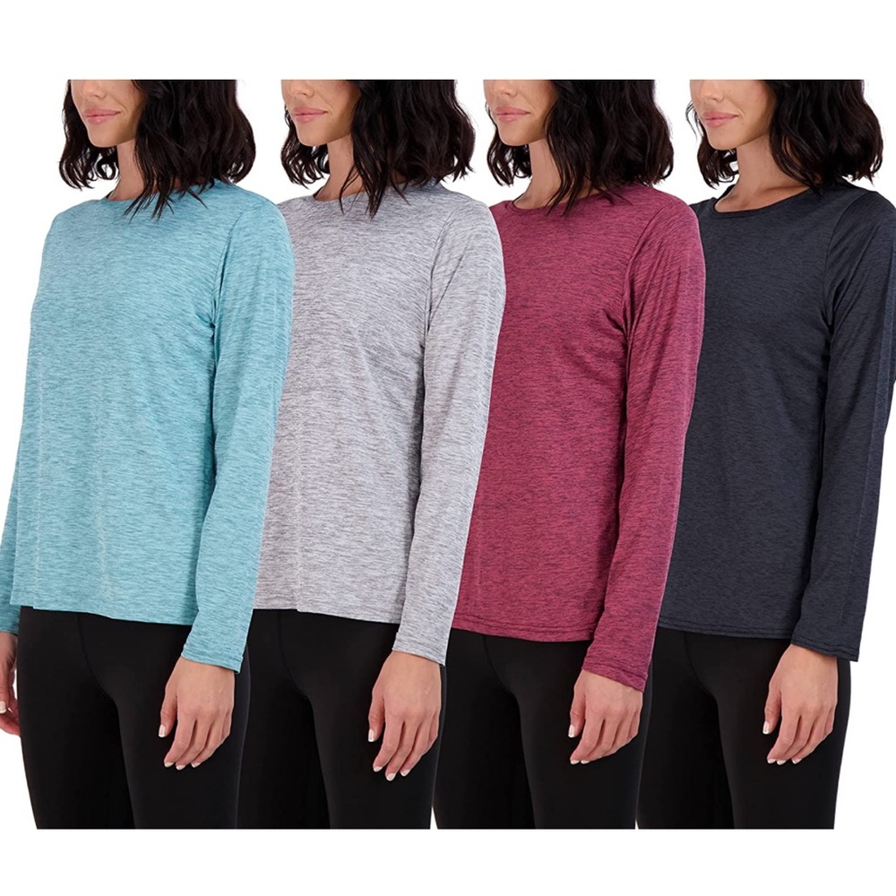 Real  Essentials 4 Pack Womens Dry-Fit Long Sleeve Top Size L